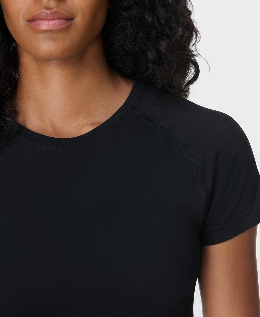 T-shirt M/C de Mulher Athlete Crop Seamless Workout Preto-4