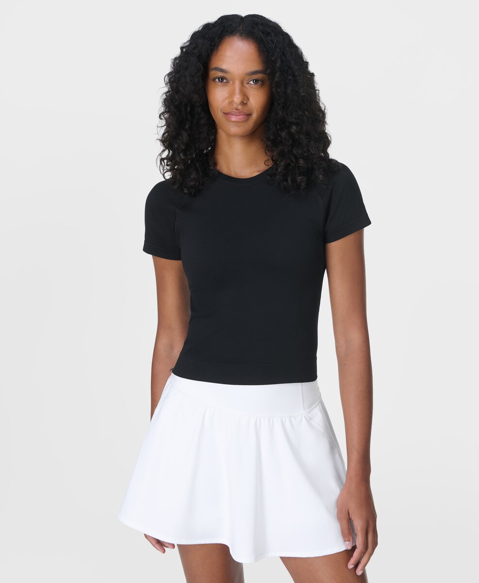 T-shirt M/C de Mulher Athlete Crop Seamless Workout Preto-5