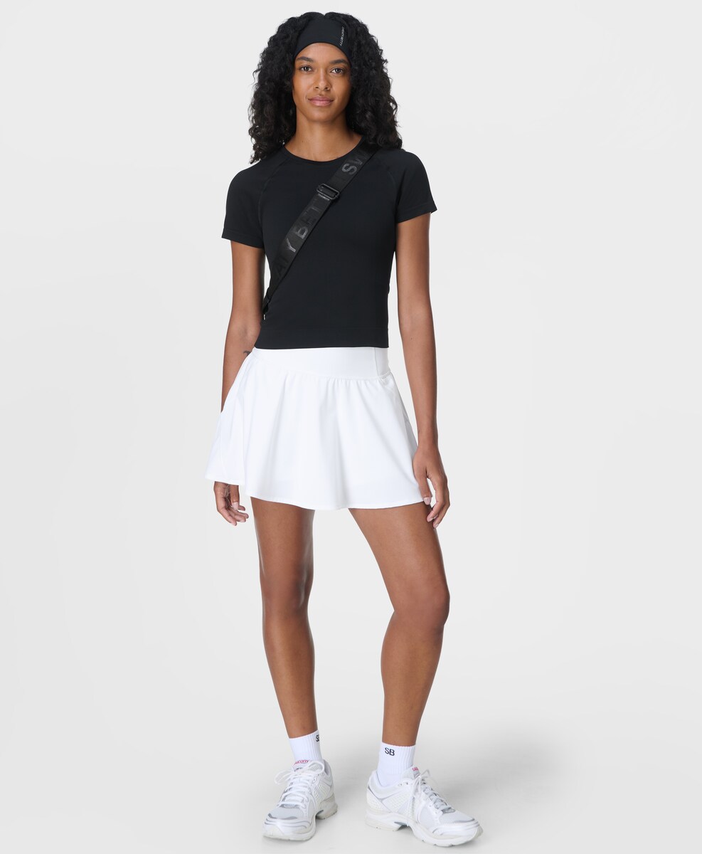 T-shirt M/C de Mulher Athlete Crop Seamless Workout Preto-6