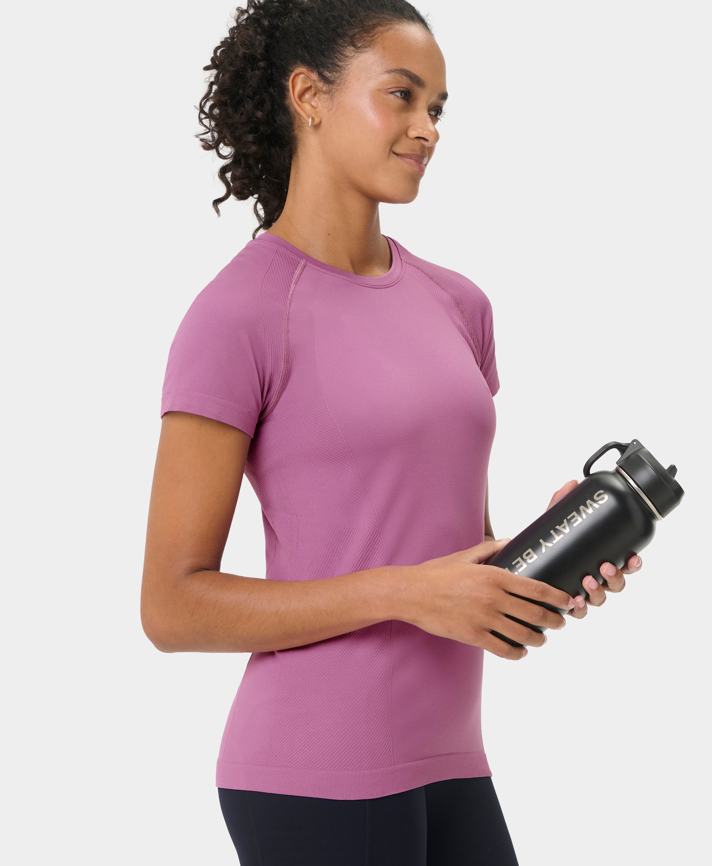 T-shirts M/C de Mulher Athlete Seamless Workout T-shirt Roxo-5