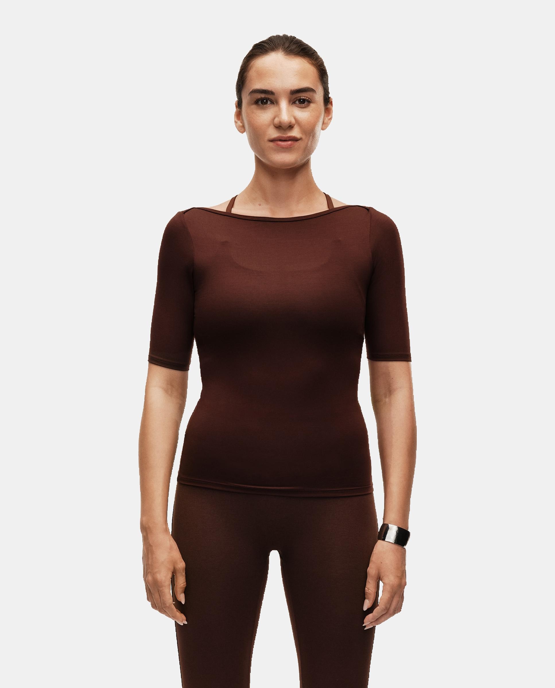 Camiseta de Yoga y Pilates de Mujer Casall Delight Boatneck Tee CASALL - Marrón oscuro Marrón oscuro-1
