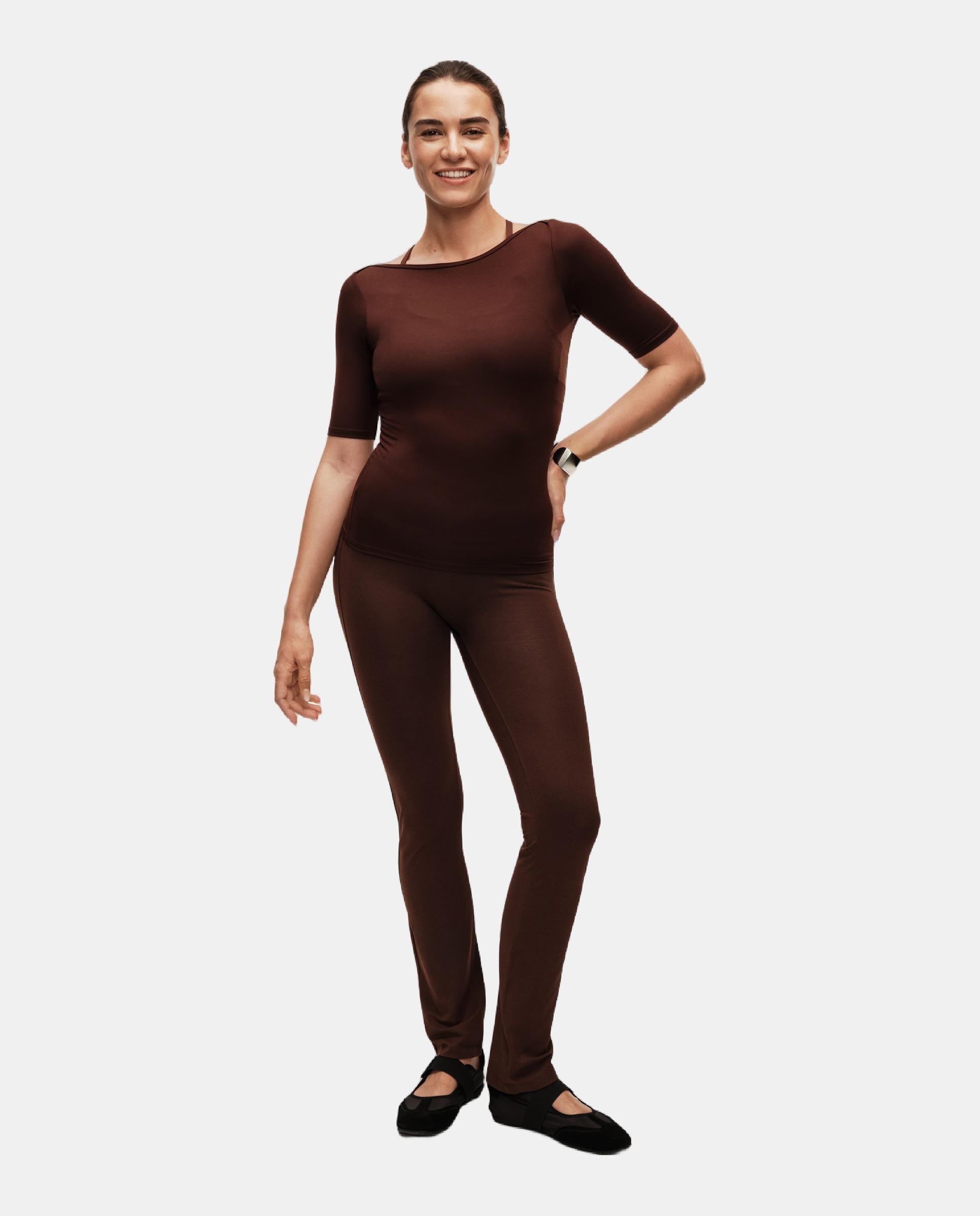 Camiseta de Yoga y Pilates de Mujer Casall Delight Boatneck Tee CASALL - Marrón oscuro Marrón oscuro-4