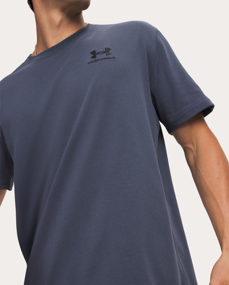 T-shirt de Homem UA M Logo EMB Heavyweight SS Cinzento azulado-3