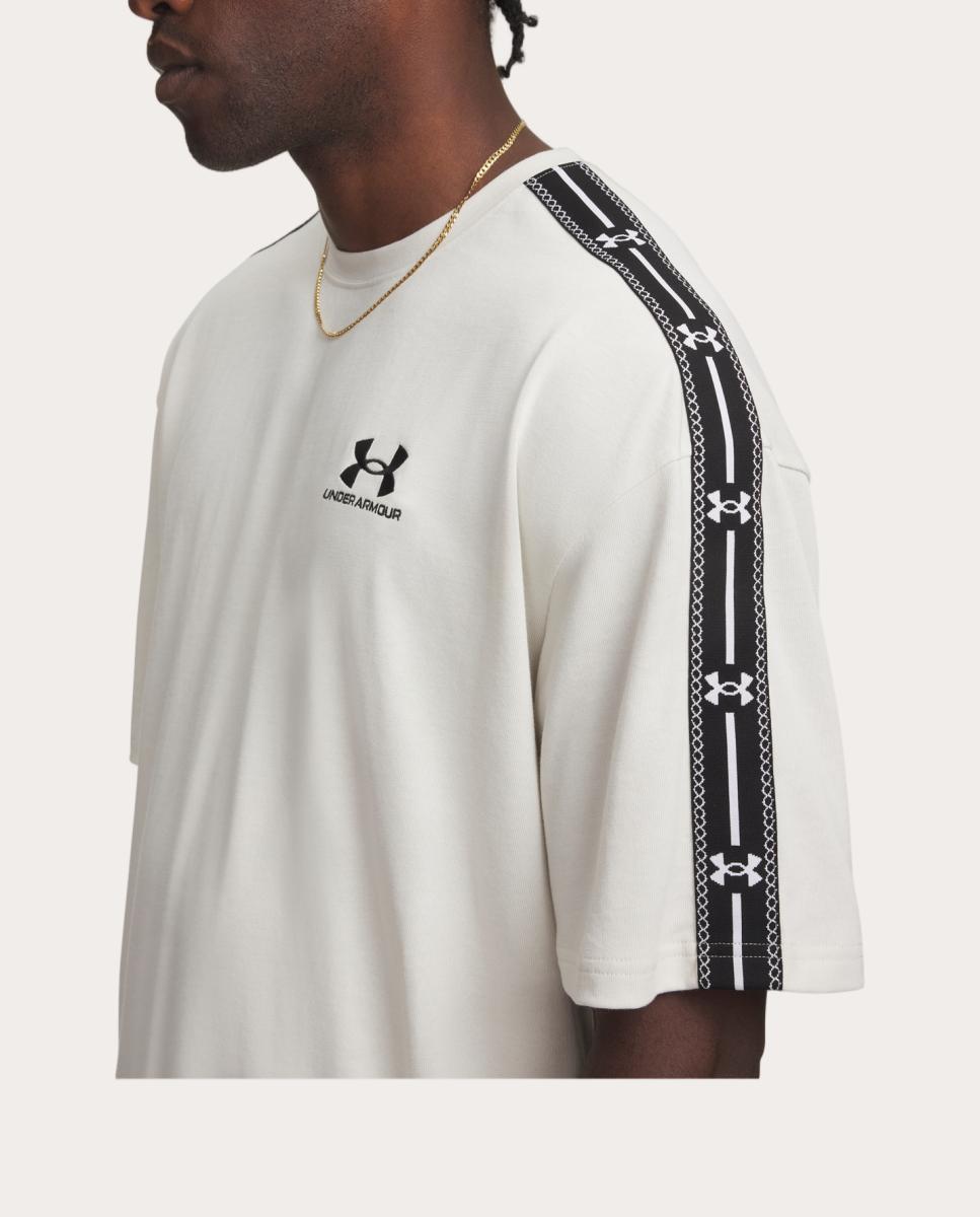 T-shirt de Homem UA Icon HWT Tee Taped Branco Osso-3