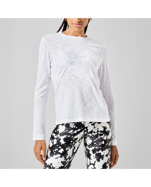 Camisola Comprida de Mulher Soft Texture Long Sleeve Branco-1