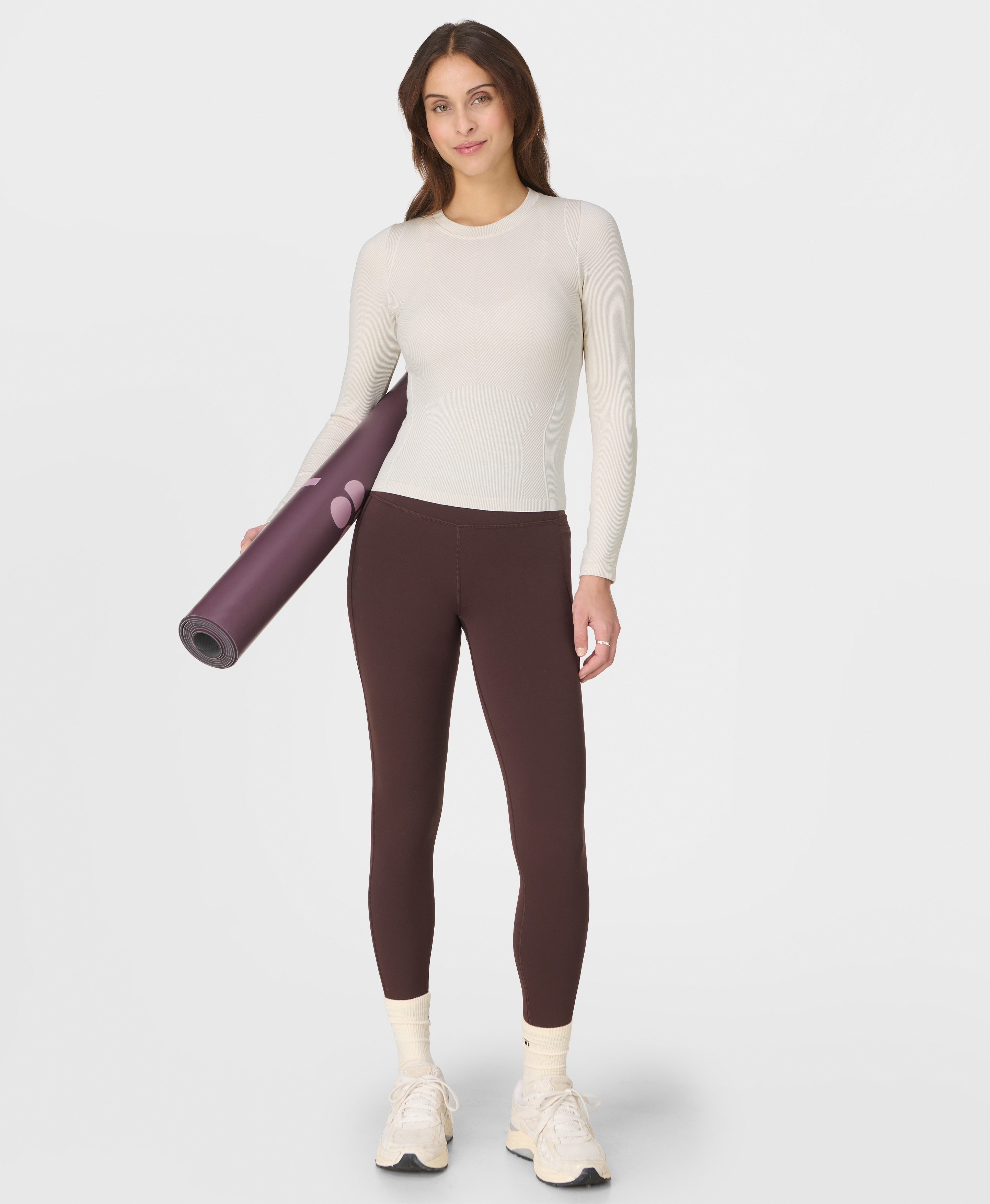 T-shirts M/L de Mulher Mindful Flex Long Sleeve Top Bege-5