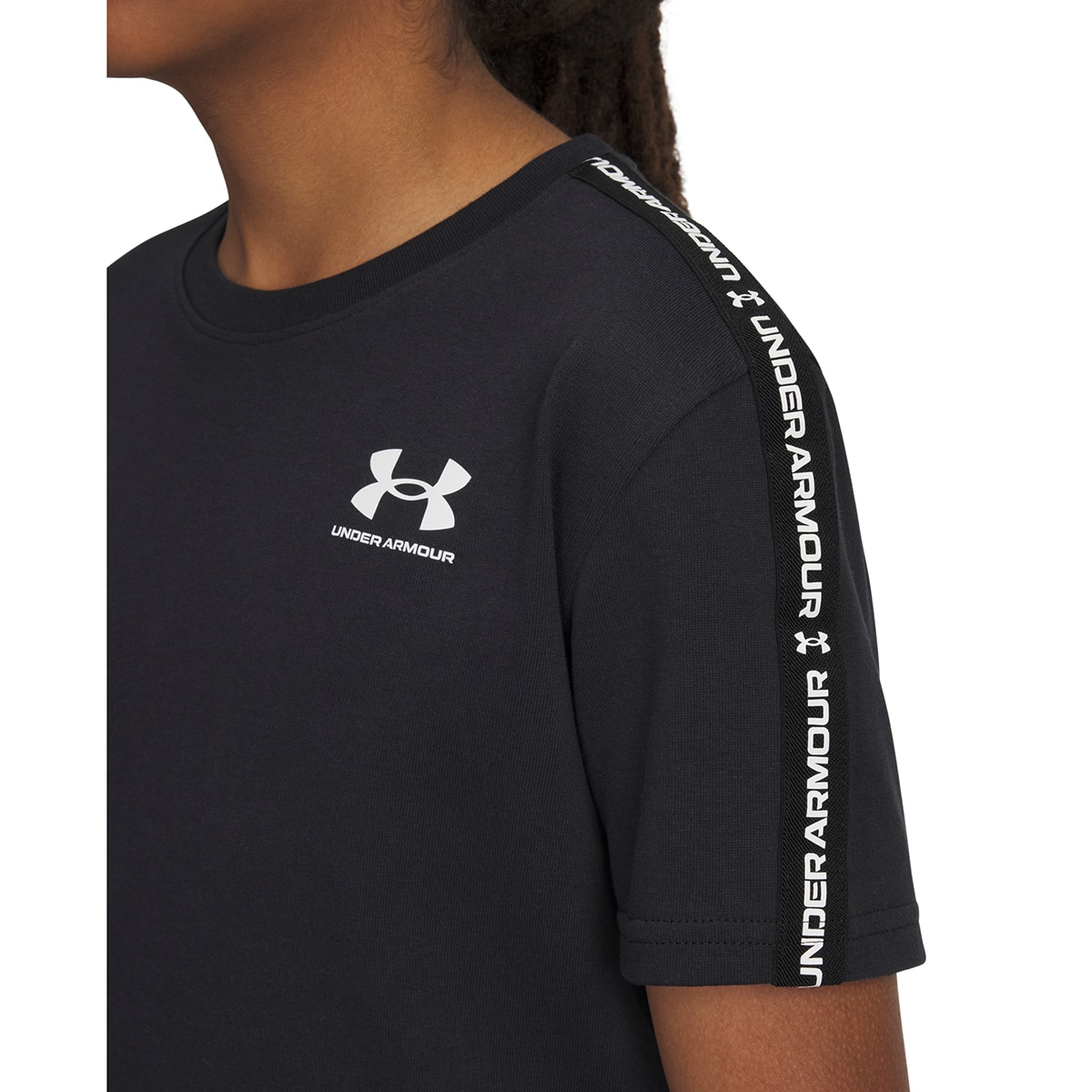 T-shirts de Menino Casual UA B Icon Taped SS Preto-5