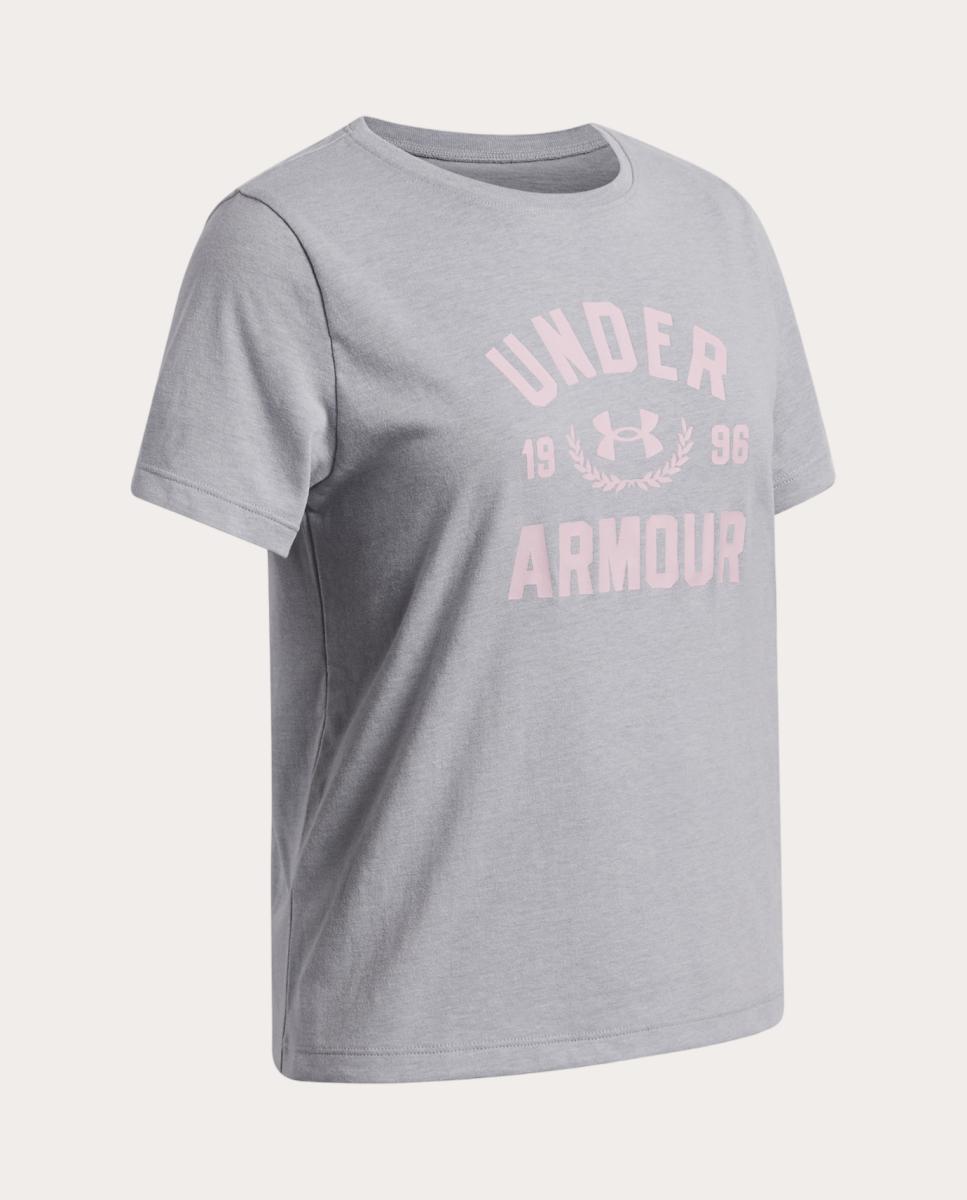 T-shirt de Menina UA G Varsity SS Cinzento médio-3