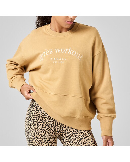Sweatshirt de Mulher Terry Spring Crew Neck Castanho-claro-1