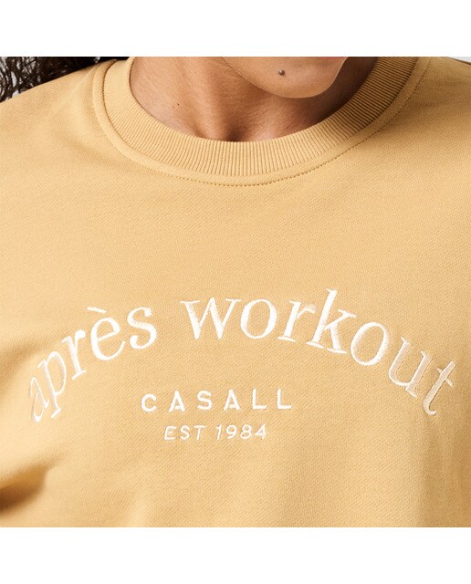 Sweatshirt de Mulher Terry Spring Crew Neck Castanho-claro-3