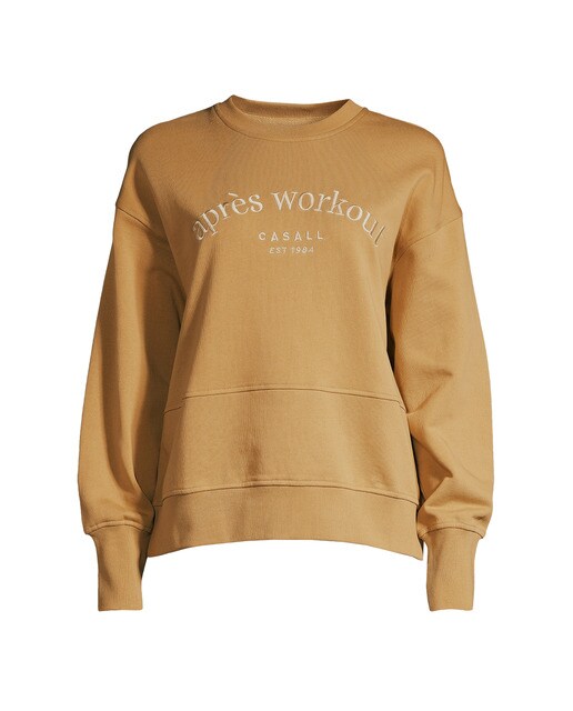 Sweatshirt de Mulher Terry Spring Crew Neck Castanho-claro-4