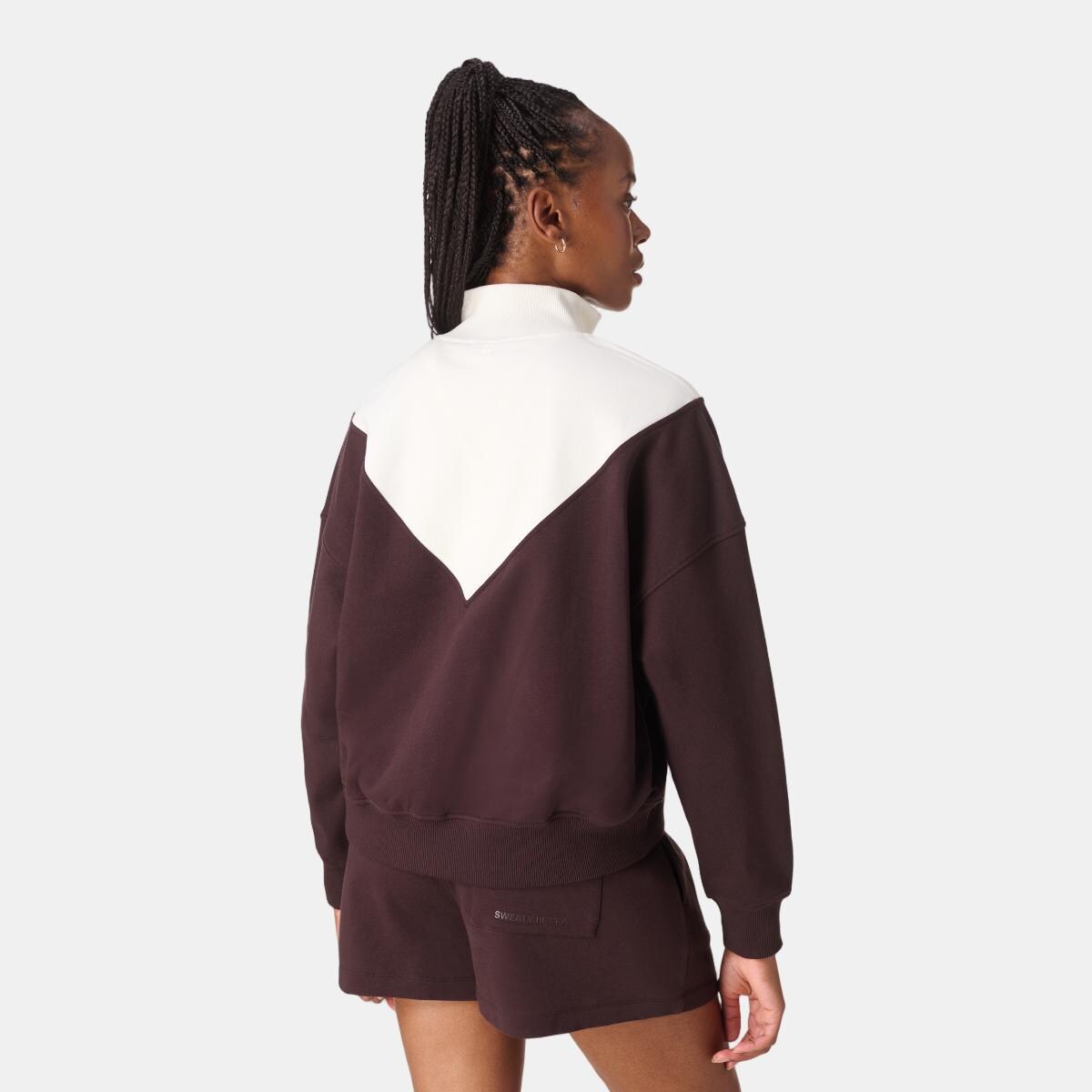 Sweatshirt de Mulher Revive Crop Half Zip Castanho-2