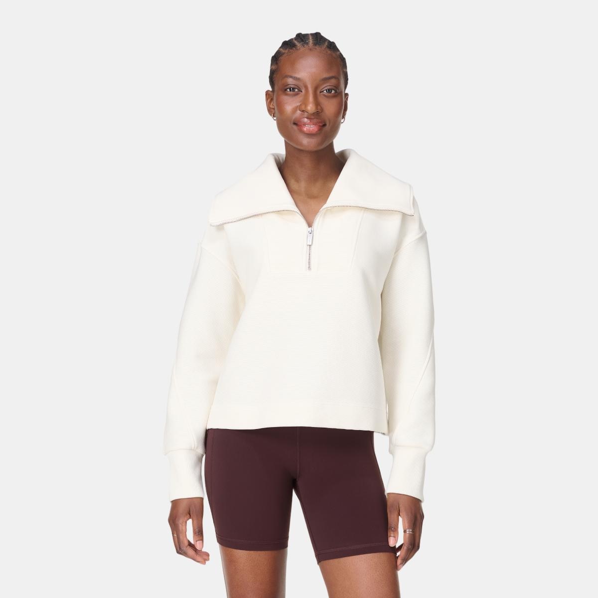 Imagem 0 de Sweatshirt de Mulher Peaceful Rib Half Zip Cropped