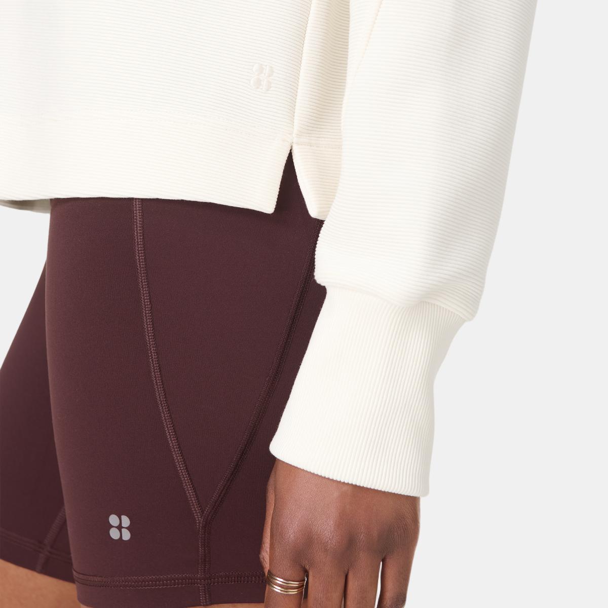 Sweatshirt de Mulher Peaceful Rib Half Zip Cropped Branco-5