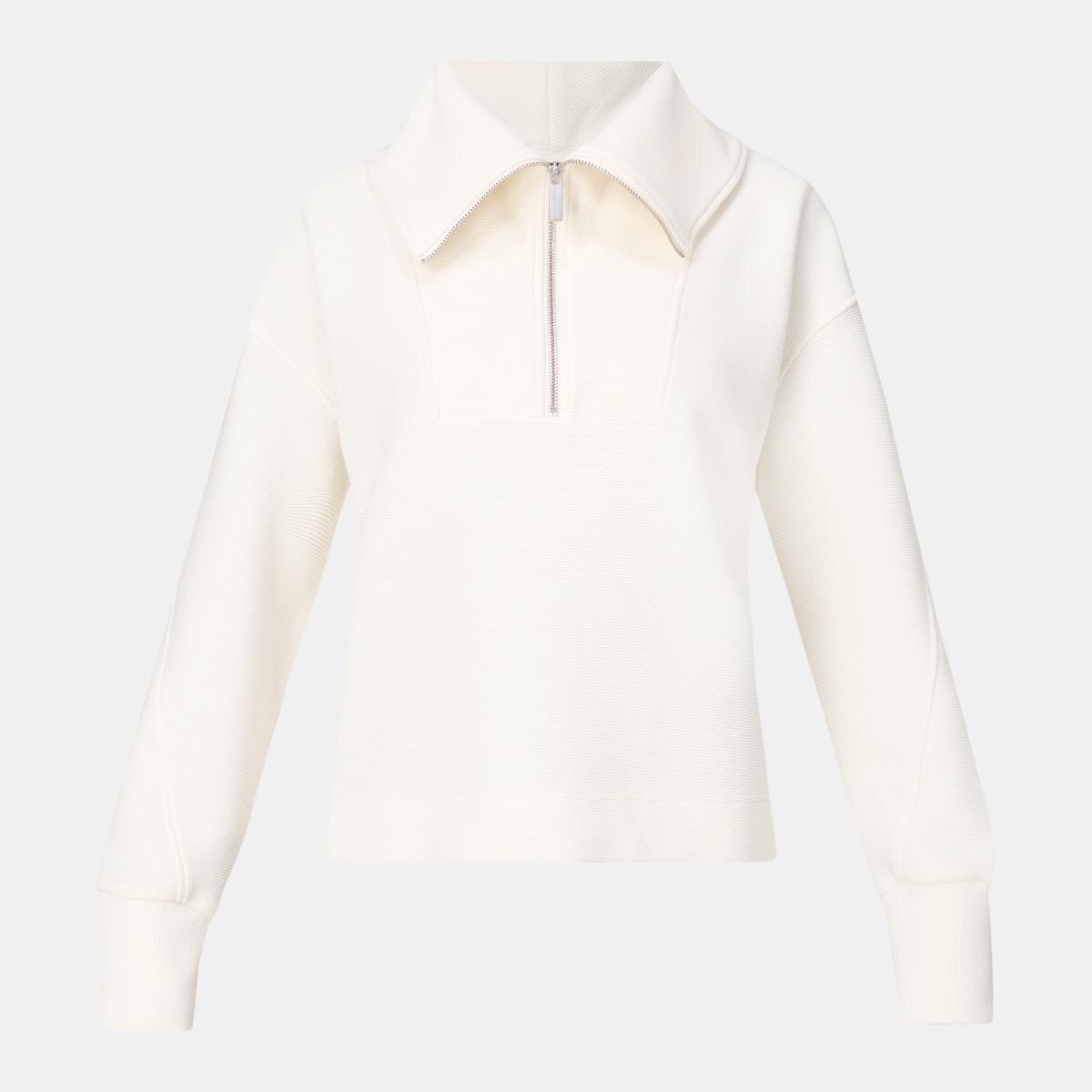 Sweatshirt de Mulher Peaceful Rib Half Zip Cropped Branco-7