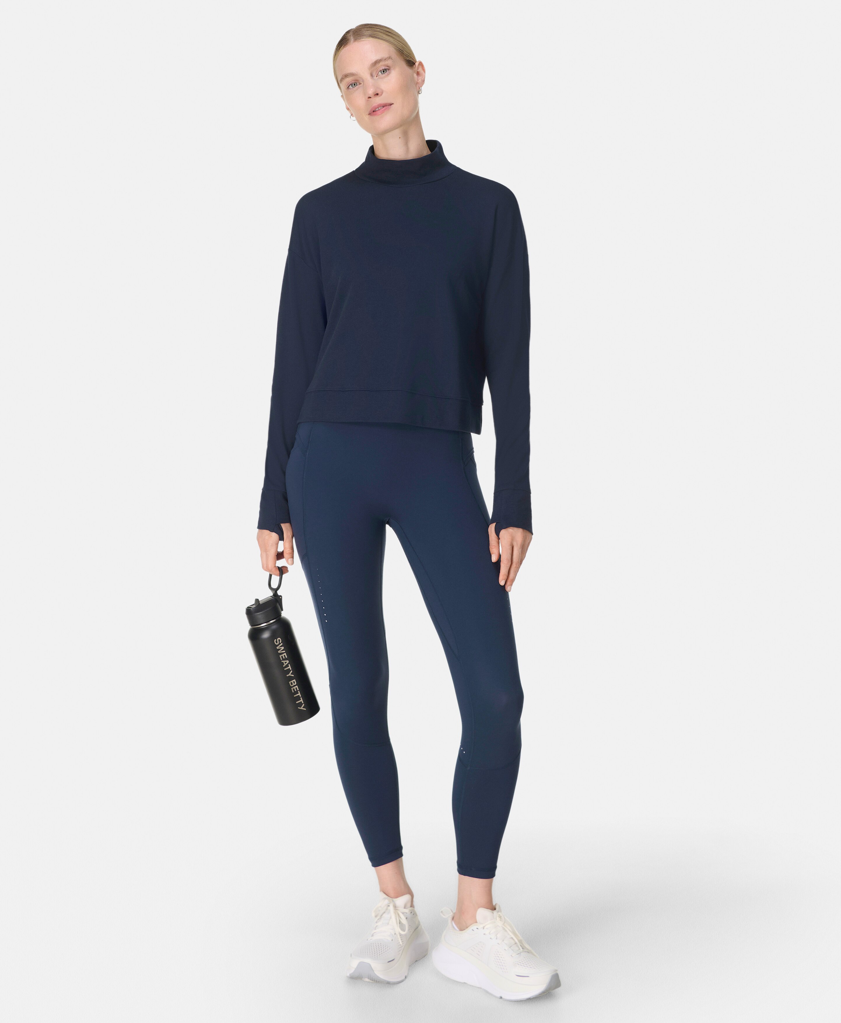 Sweatshirt de mulher After Class Funnel Neck Azul-marinho-6
