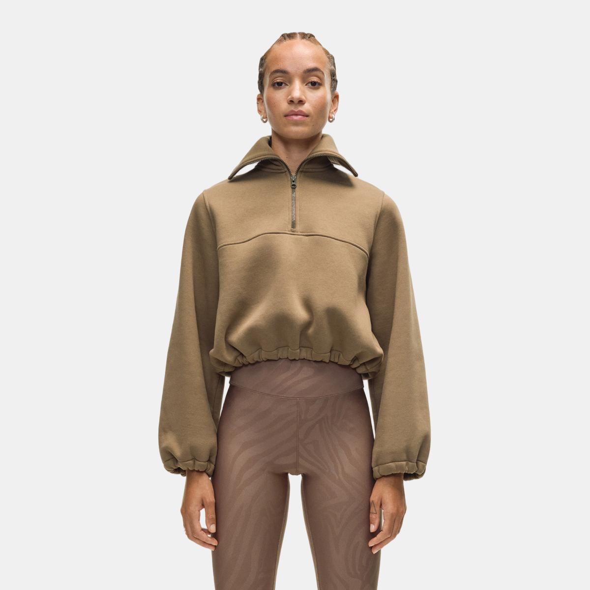 Sweatshirt de Mulher Easy Half Zip Sweater Verde-claro-1