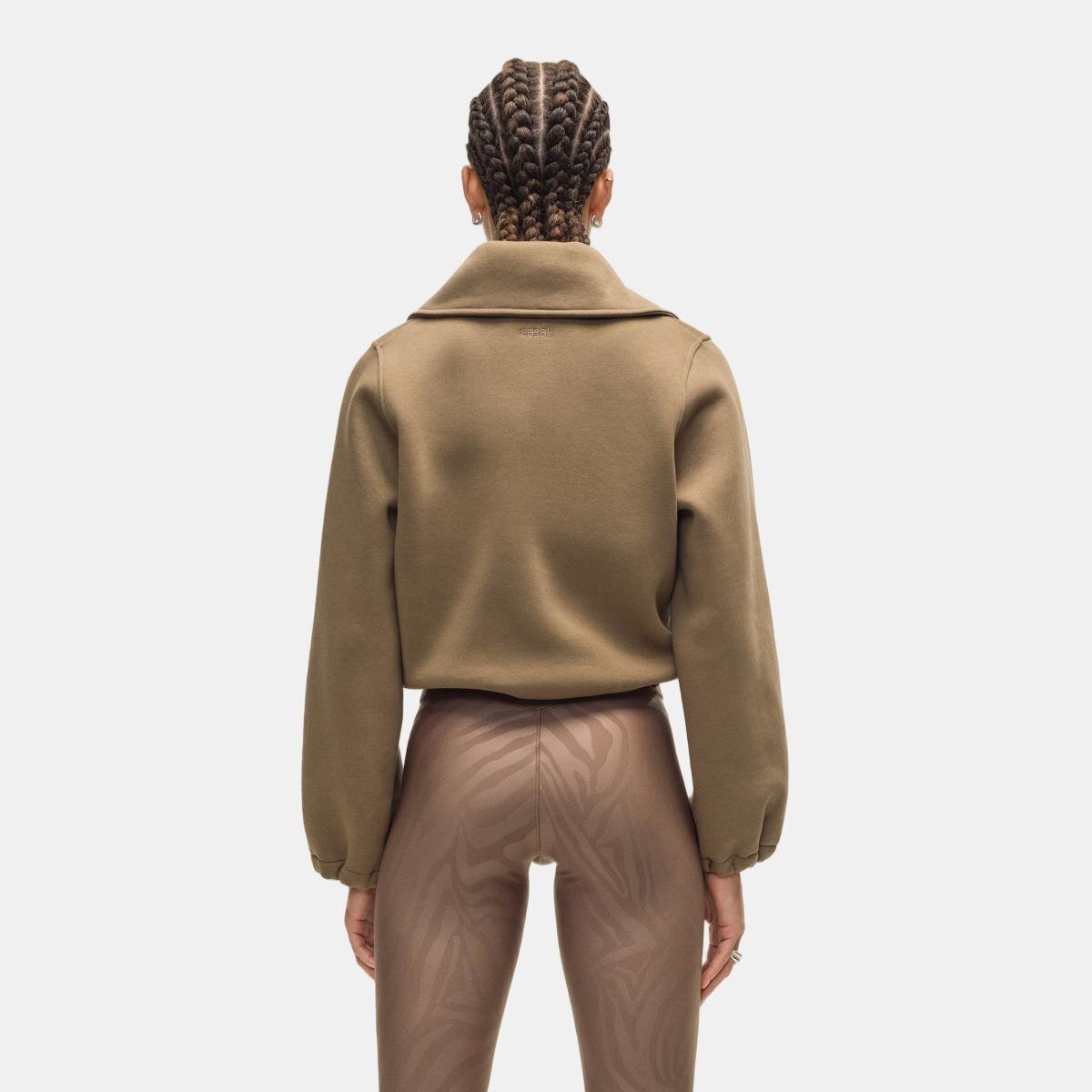 Sweatshirt de Mulher Easy Half Zip Sweater Verde-claro-2