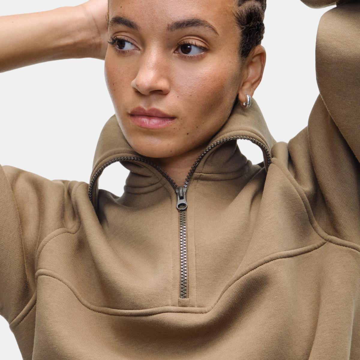 Sweatshirt de Mulher Easy Half Zip Sweater Verde-claro-4