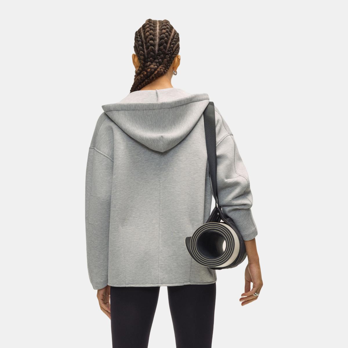 Sweatshirt de Mulher Scuba Billow Zip Hoodie Cinzento-2