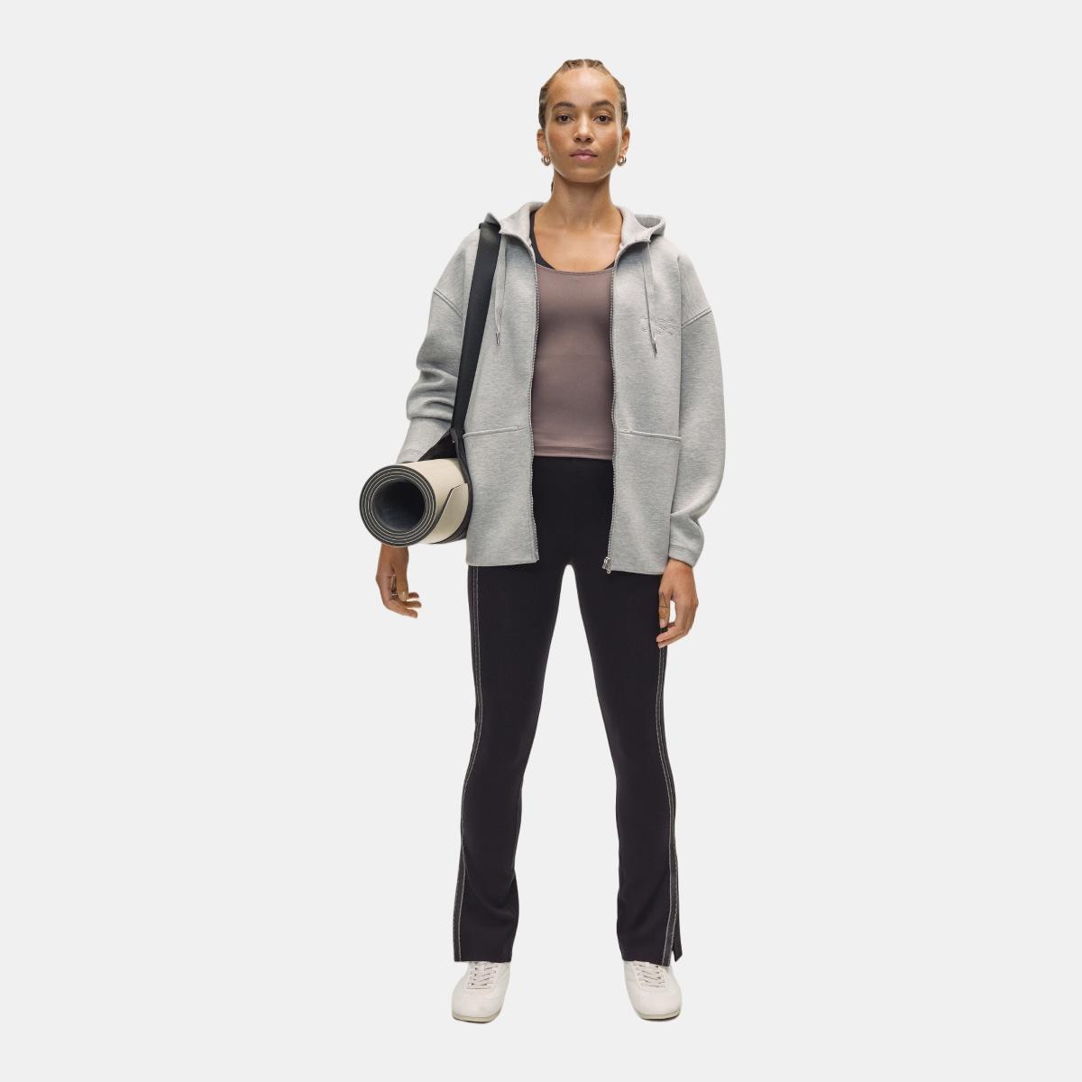 Sweatshirt de Mulher Scuba Billow Zip Hoodie Cinzento-5