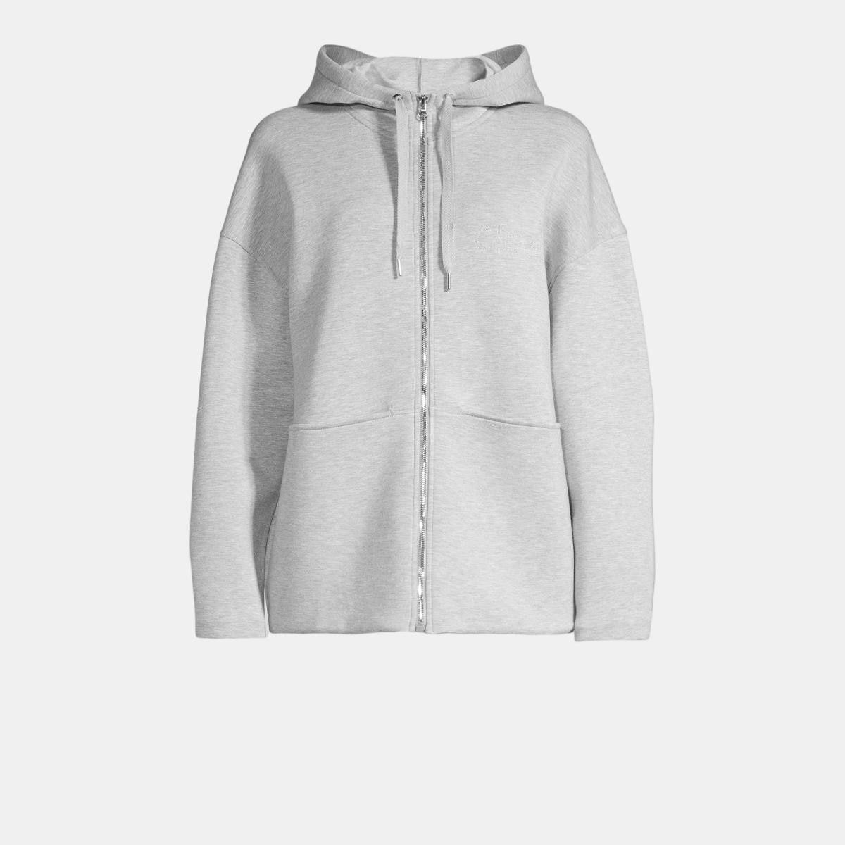 Sweatshirt de Mulher Scuba Billow Zip Hoodie Cinzento-7