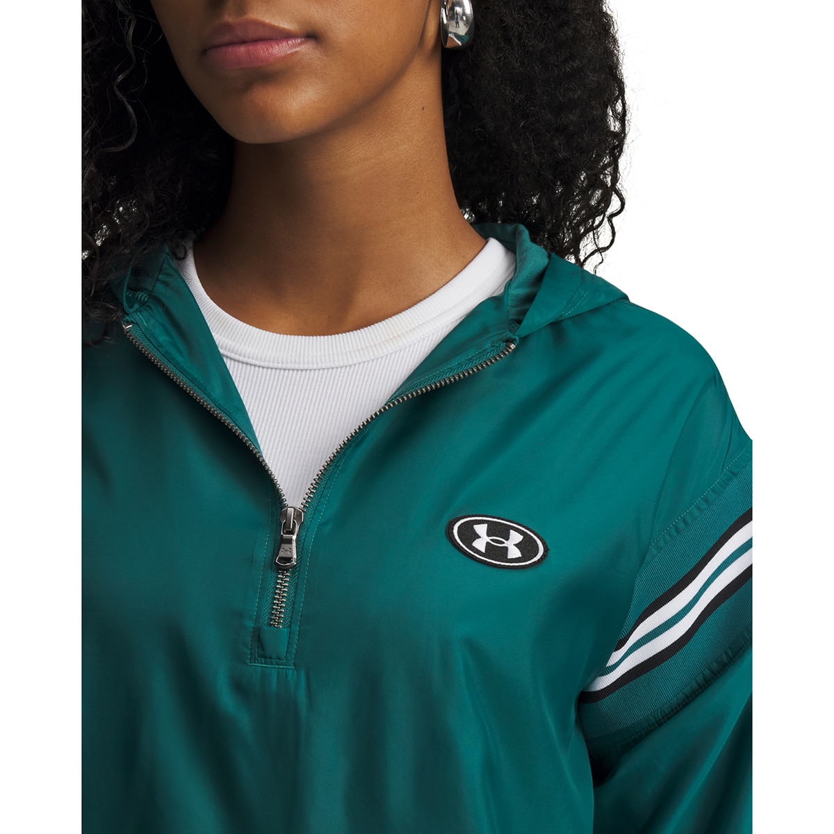 Sweatshirt Casual de Mulher Icon Woven Heritage QZ Verde-escuro-3