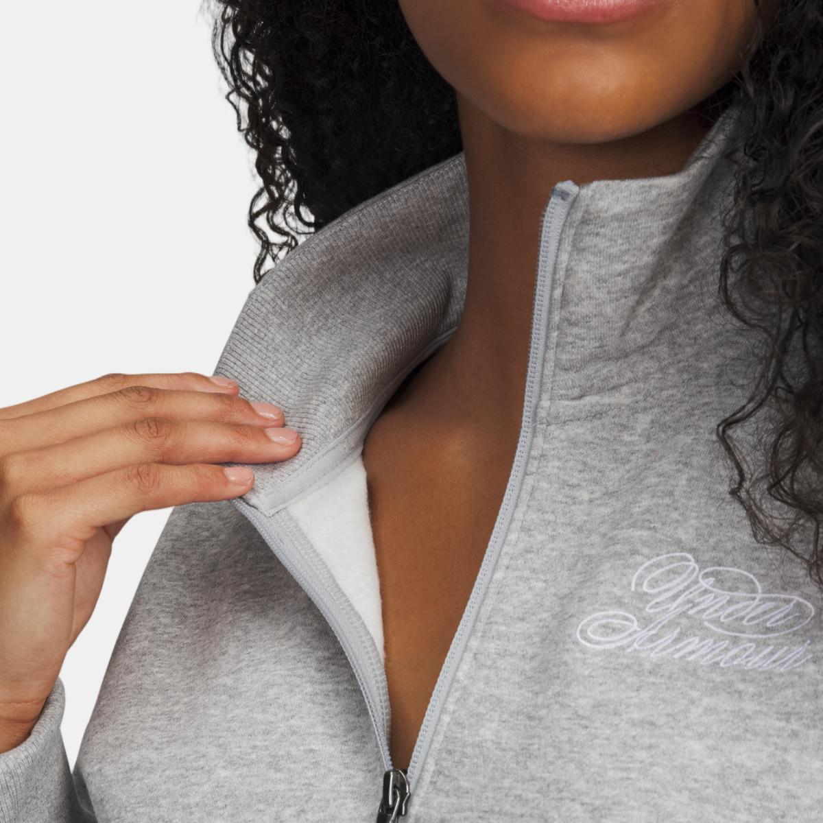 Sweatshirt Casual de Mulher Rival Fleece Script HZ Cinzento-jaspeado-3