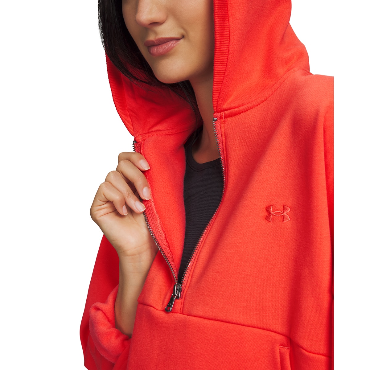 Sweatshirt de Mulher Casual UA Icon Fleece HZ Hoodie Vermelho-3