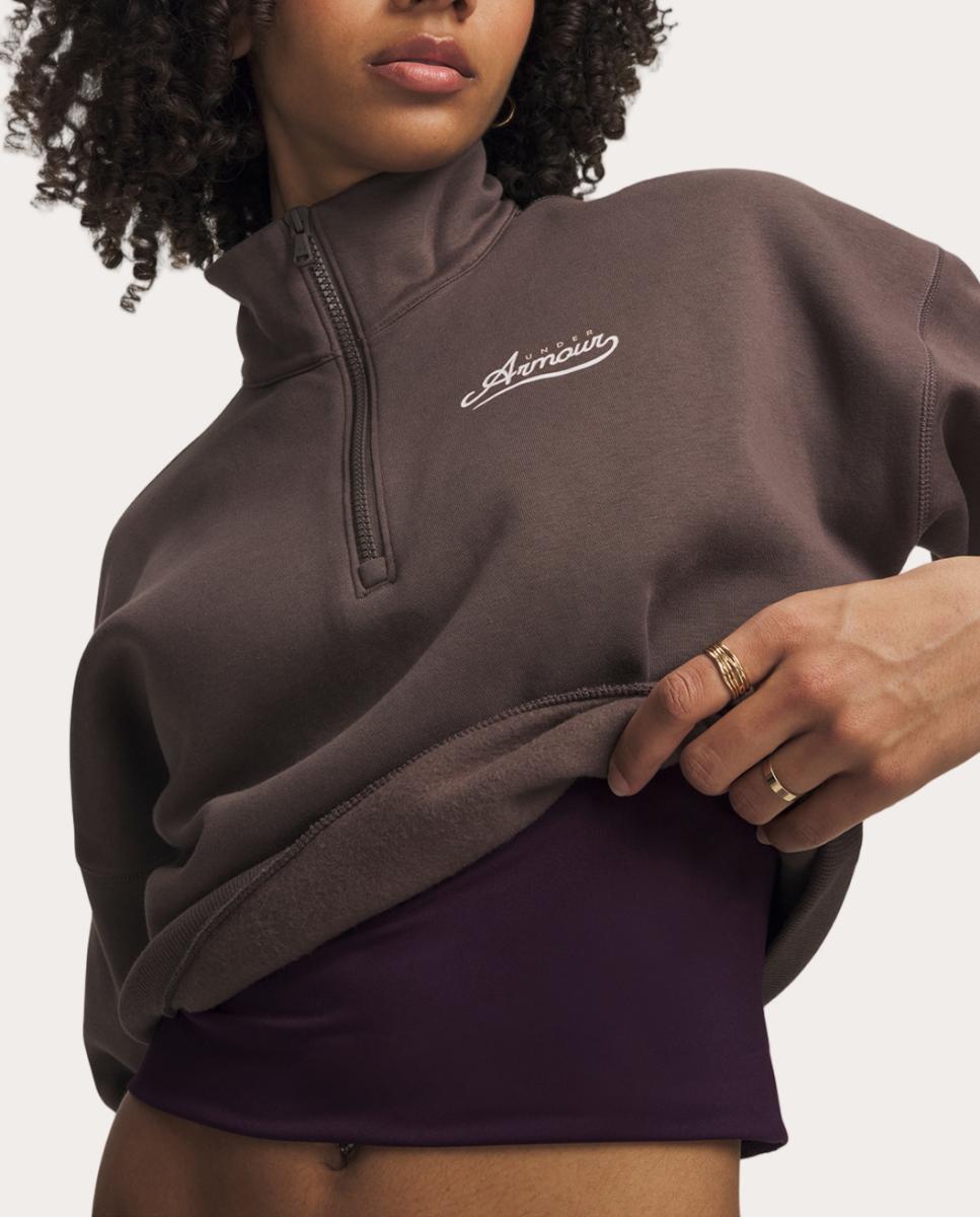 Imagen 3 de Sudadera de mujer Rival Fleece Varsity HZ Under Armour - Gris oscuro Gris oscuro