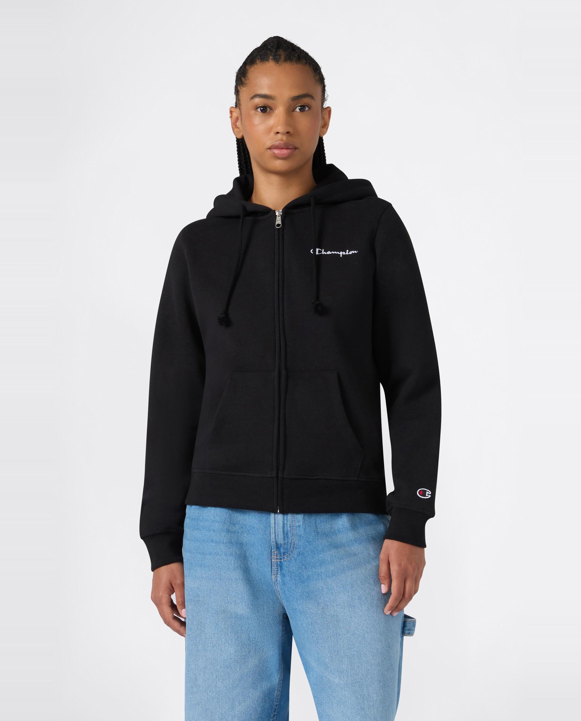 Sweatshirt Casual de Mulher Full Zip Hoodie Preto-3