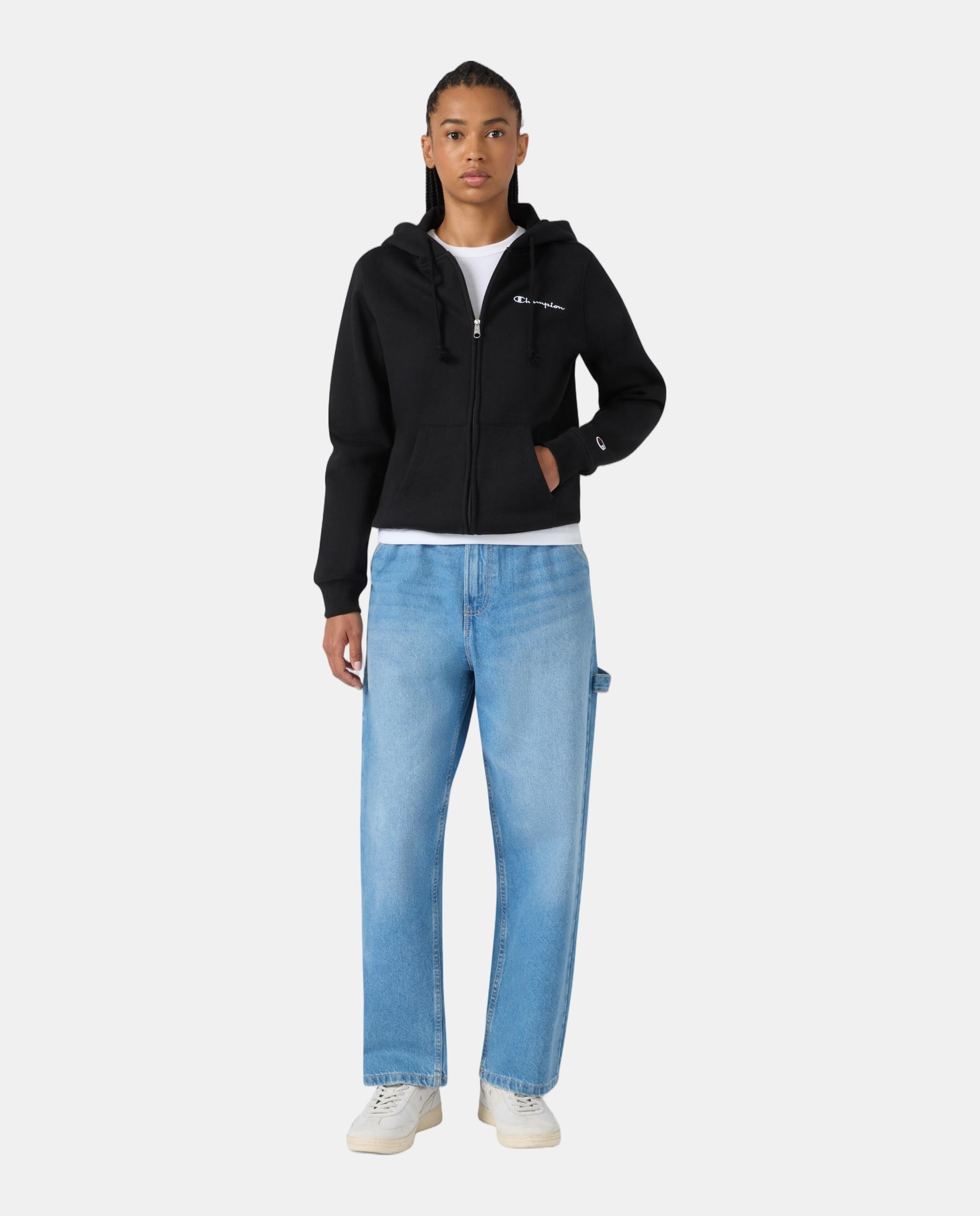 Sweatshirt Casual de Mulher Full Zip Hoodie Preto-4