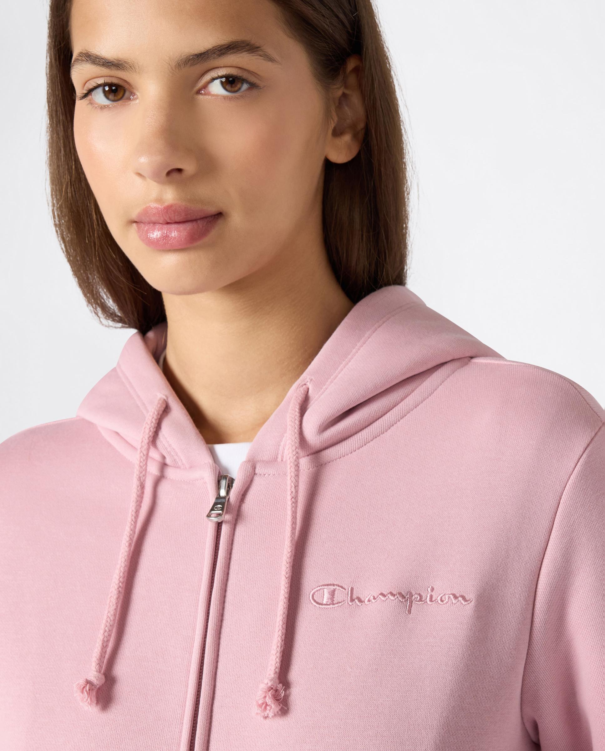 Sweatshirt Casual de Mulher Full Zip Hoodie Rosa-2