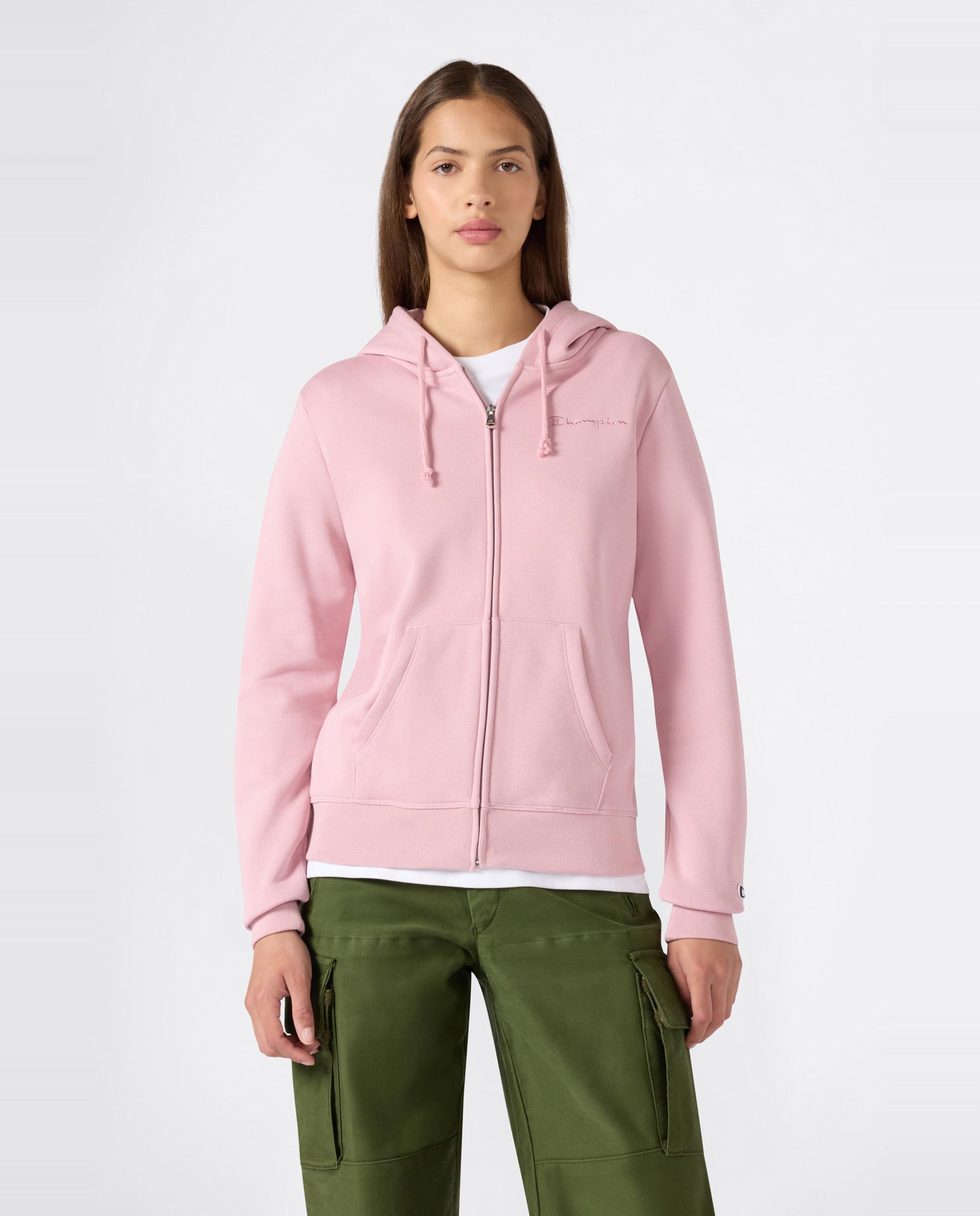 Sweatshirt Casual de Mulher Full Zip Hoodie Rosa-4