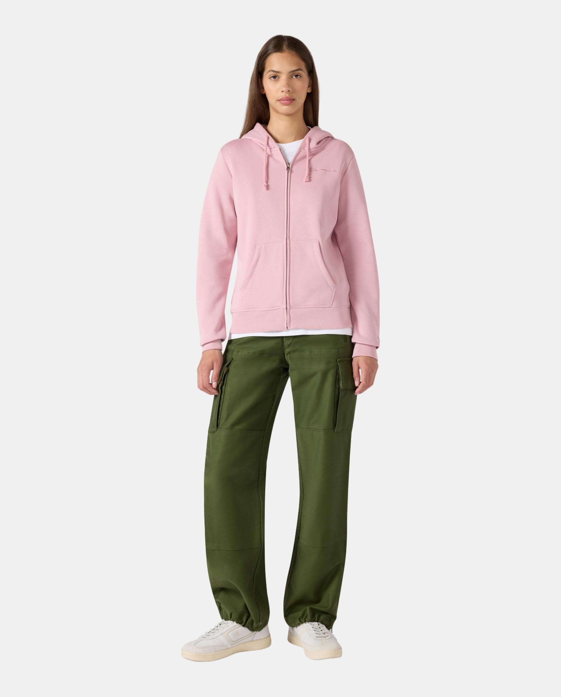 Sweatshirt Casual de Mulher Full Zip Hoodie Rosa-5