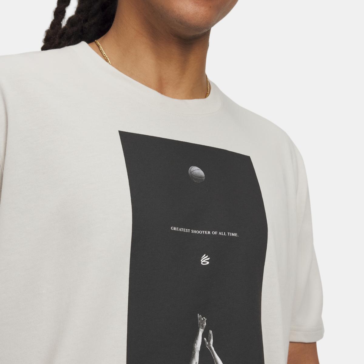 T-shirt de Basquetebol de Homem Curry Greatest Shooter Tee Branco Osso-3