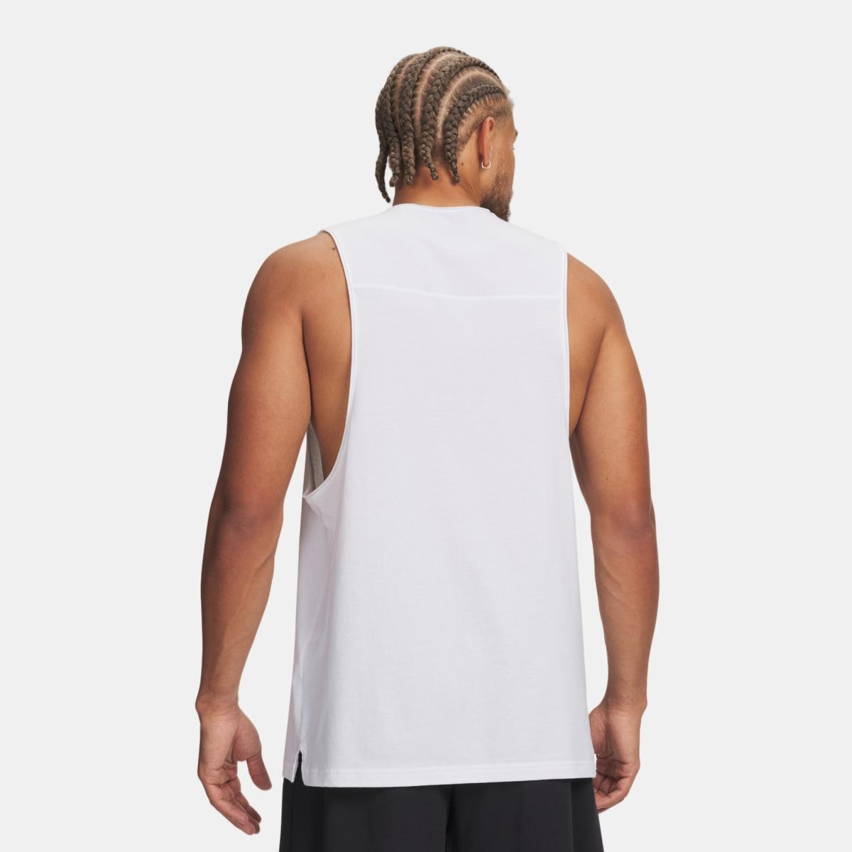 T-shirt de Basquetebol de Homem UA Hoops Training Tank Branco-2