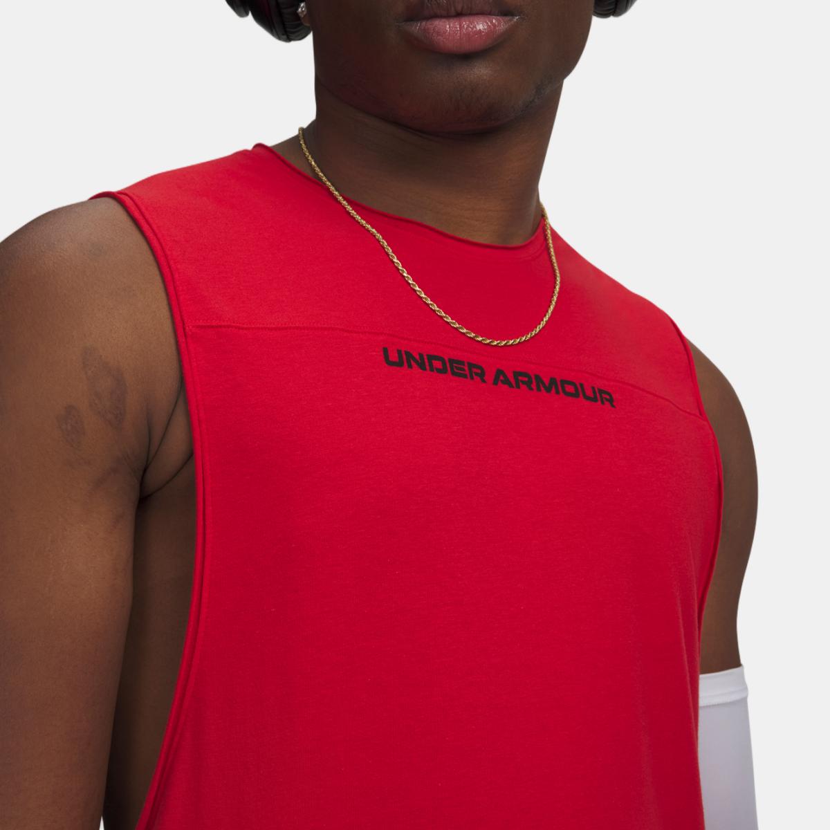 T-shirt de Basquetebol de Homem UA Hoops Training Tank Vermelho-escuro-3
