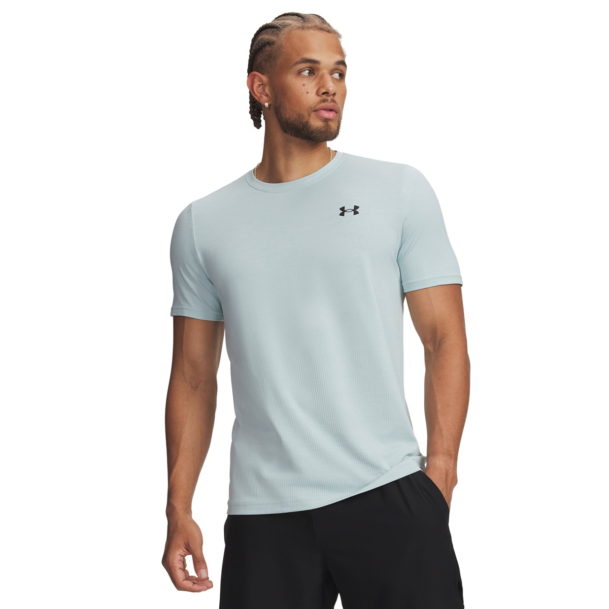 T-shirts de Homem Training UA Vanish Elite Seamless SS Azul-esverdeado-1
