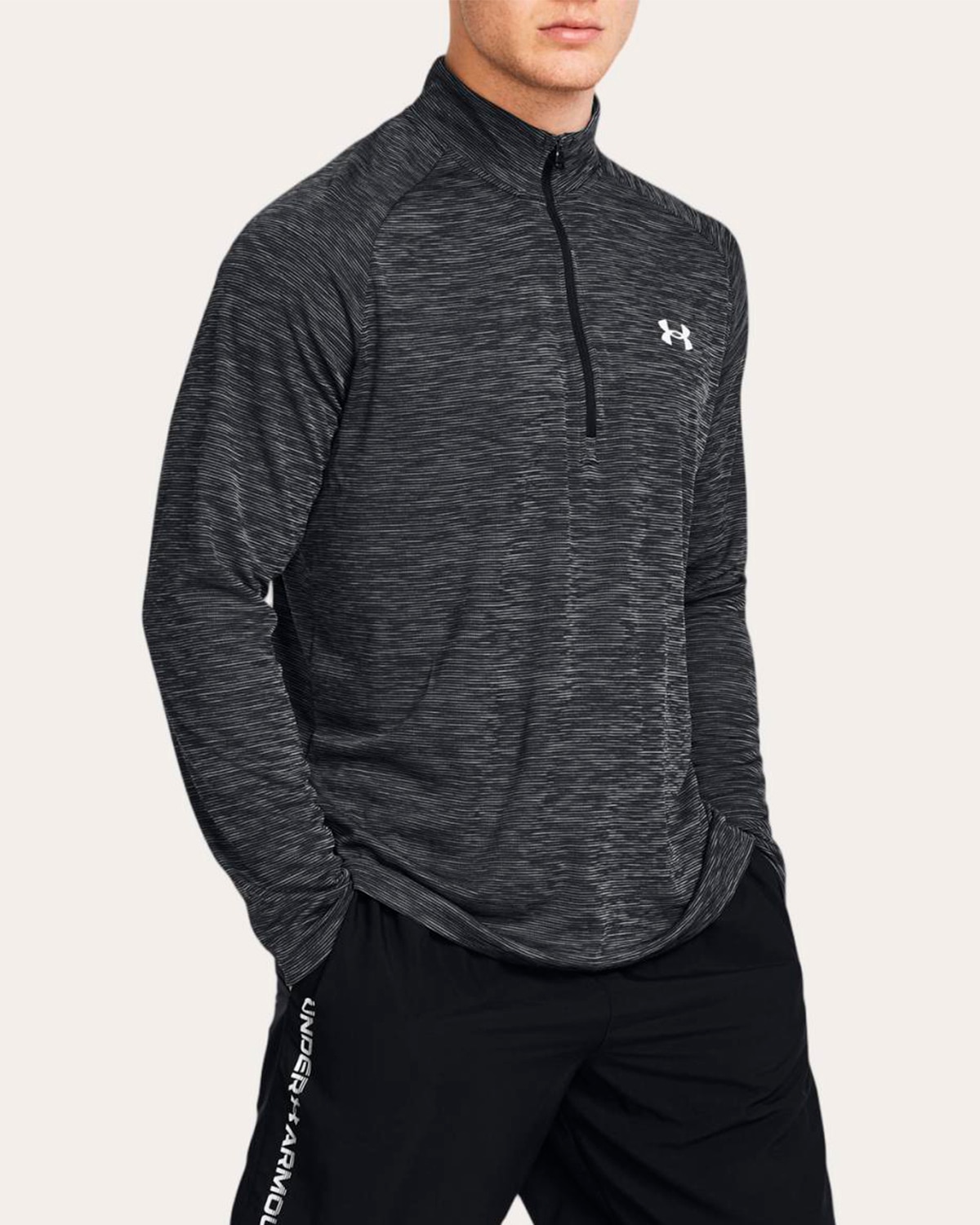 Sudadera de hombre UA Tech Textured 1/2 Zip Under Armour - Negro / Blanco Negro / Blanco-1