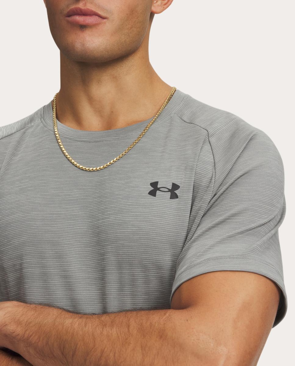 T-shirt de Homem UA Tech Textured SS Verde-acinzentado-3