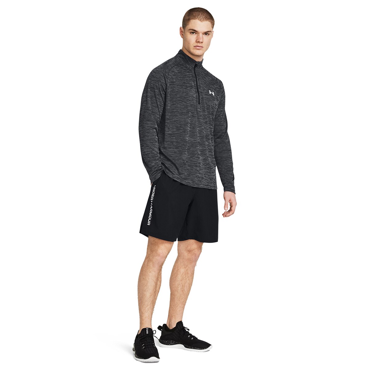 Calças de Training de Homem UA Tech Woven Wordmark Short Preto / Branco-4