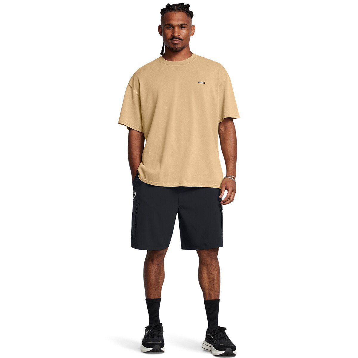 Calções de Homem UA Vibe Woven Cargo Short Preto / Branco-3