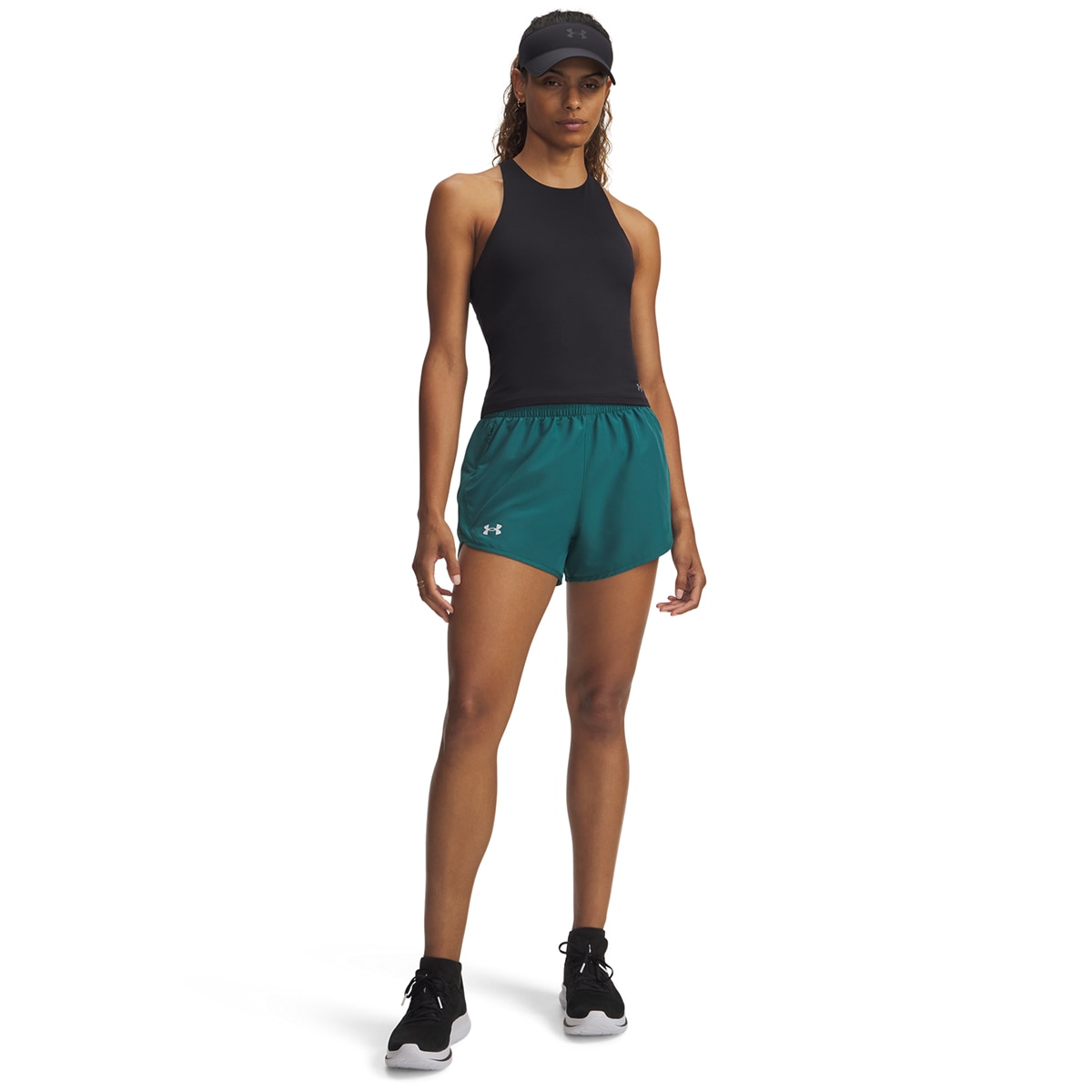 Calções de Running de Mulher UA Fly By 3'' Shorts Verde-escuro-3