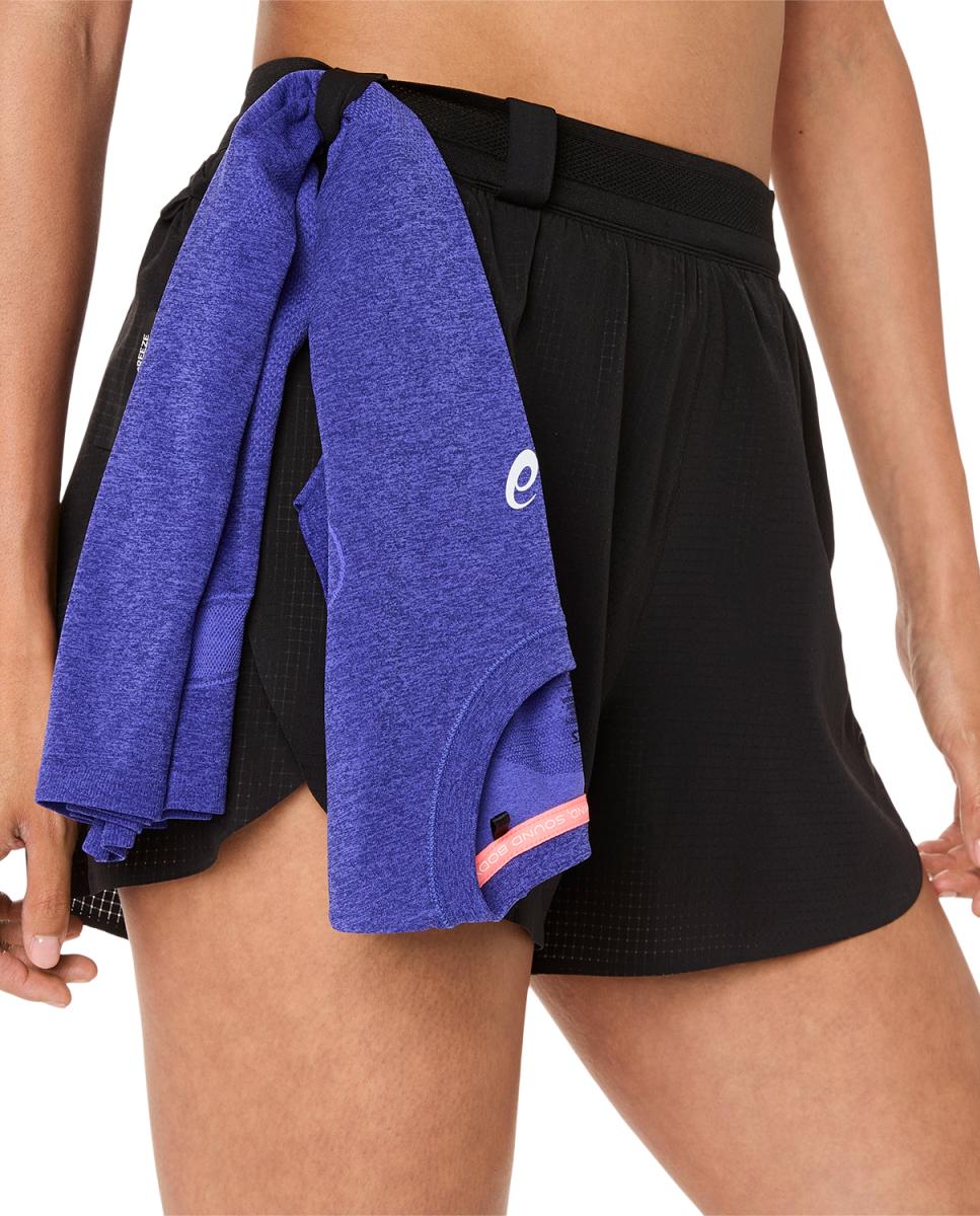 Calções de Mulher Metarun Split Shorts Pretos-10