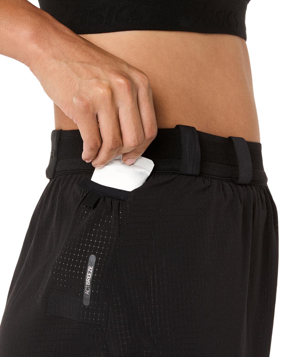 Calções de Mulher Metarun Split Shorts Pretos-12