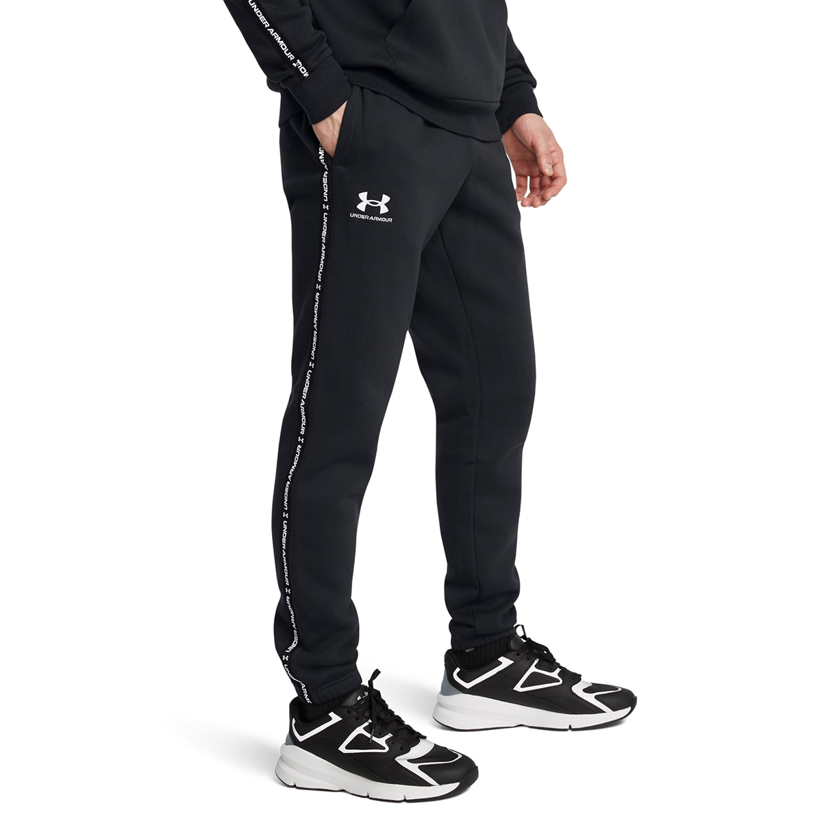 Calças de Homem UA Icon Fleece Jgr Taping Preto-1