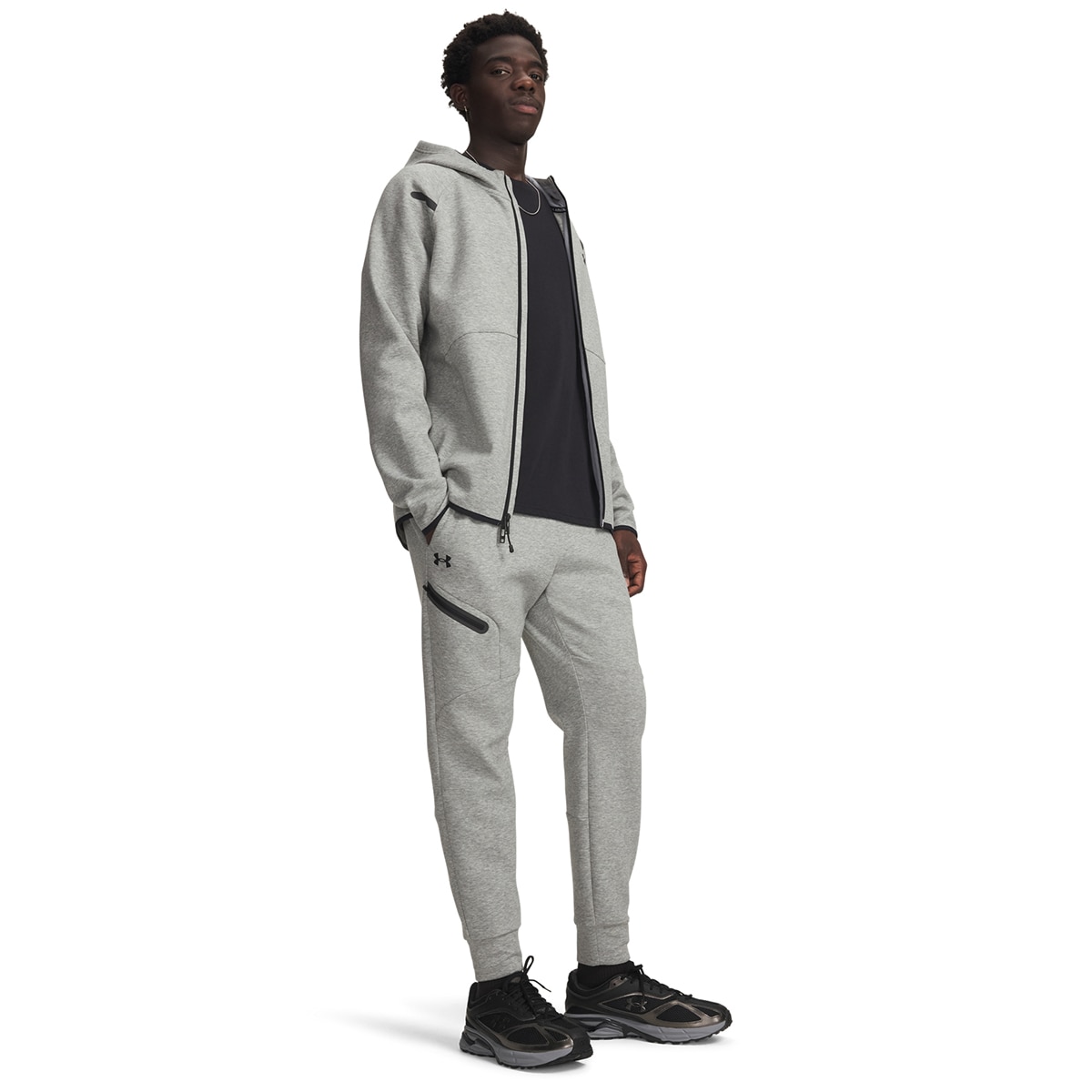 Calças Casual de Homem UA Unstoppable Flc Jgr EU Cinzento médio-3