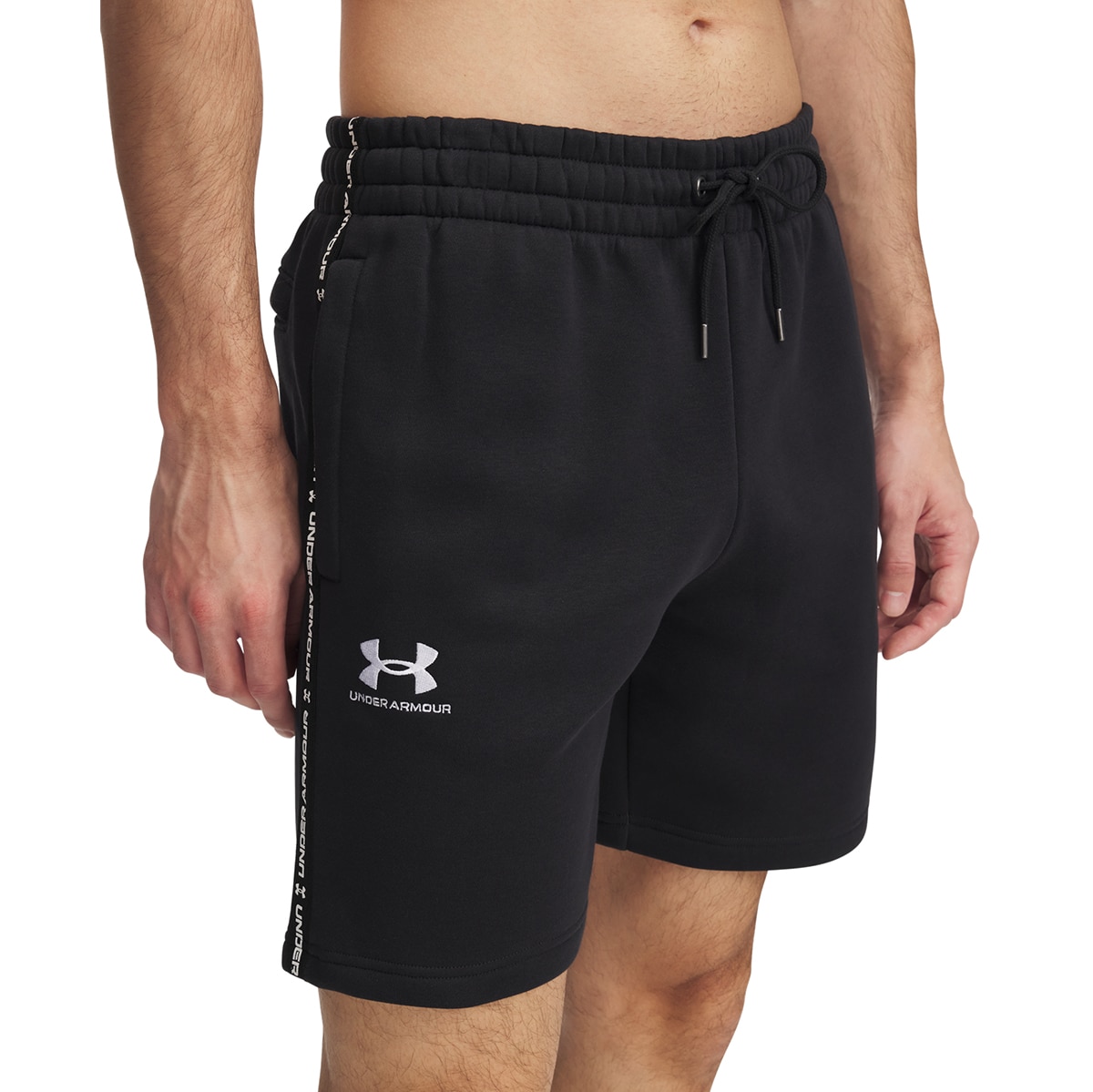 Calções de Homem UA Icon Fleece Short Taping Preto-3