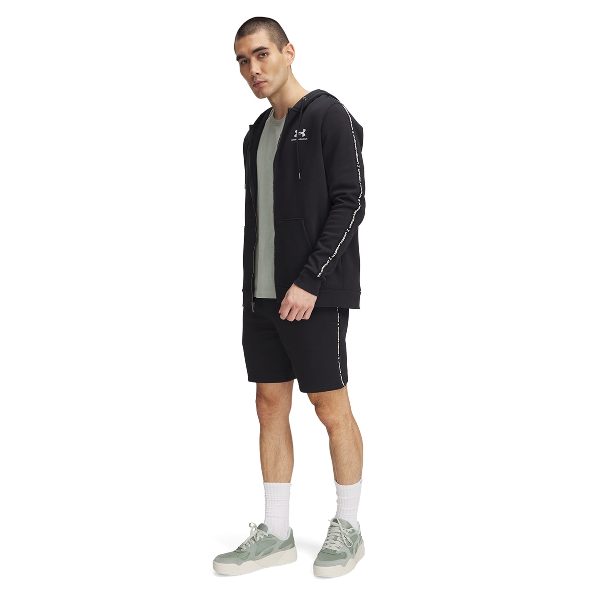 Calções de Homem UA Icon Fleece Short Taping Preto-4